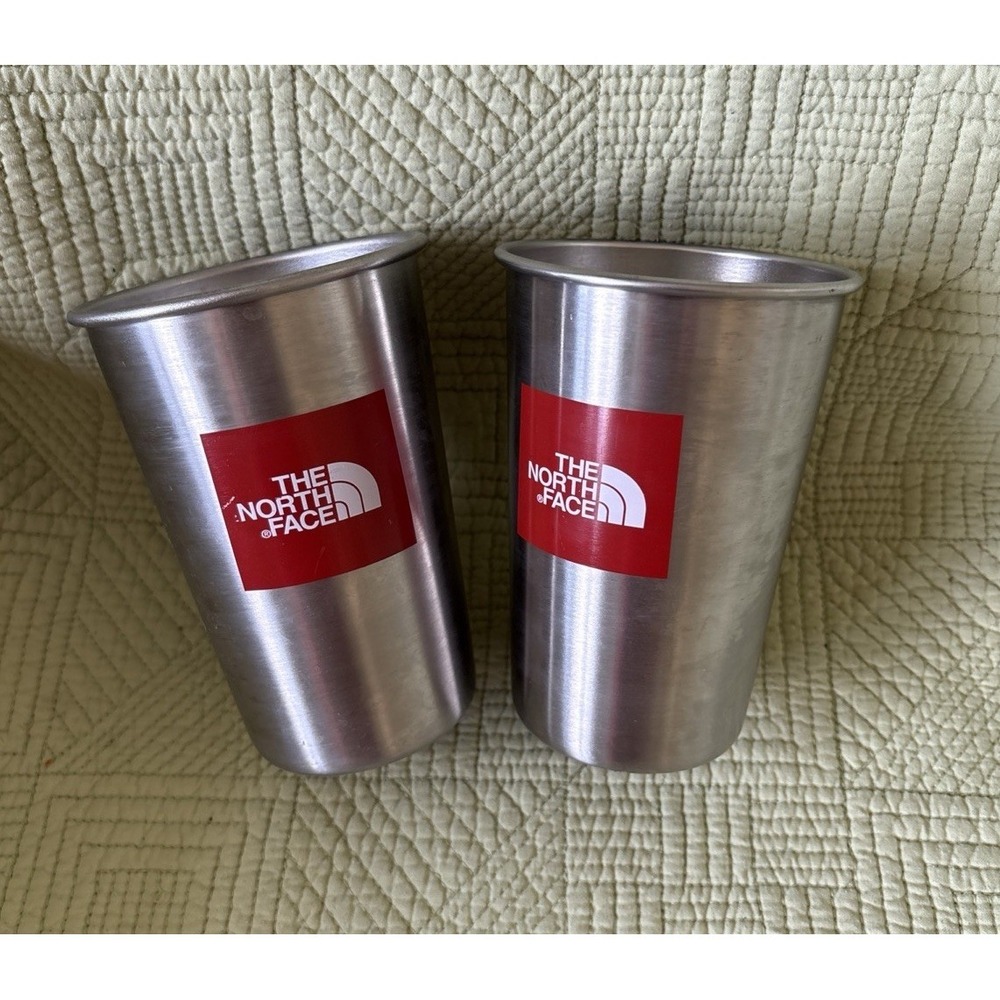 The North Face Stainless Steel Pint Cups Set of 2 Red Logo Outdoor Camping